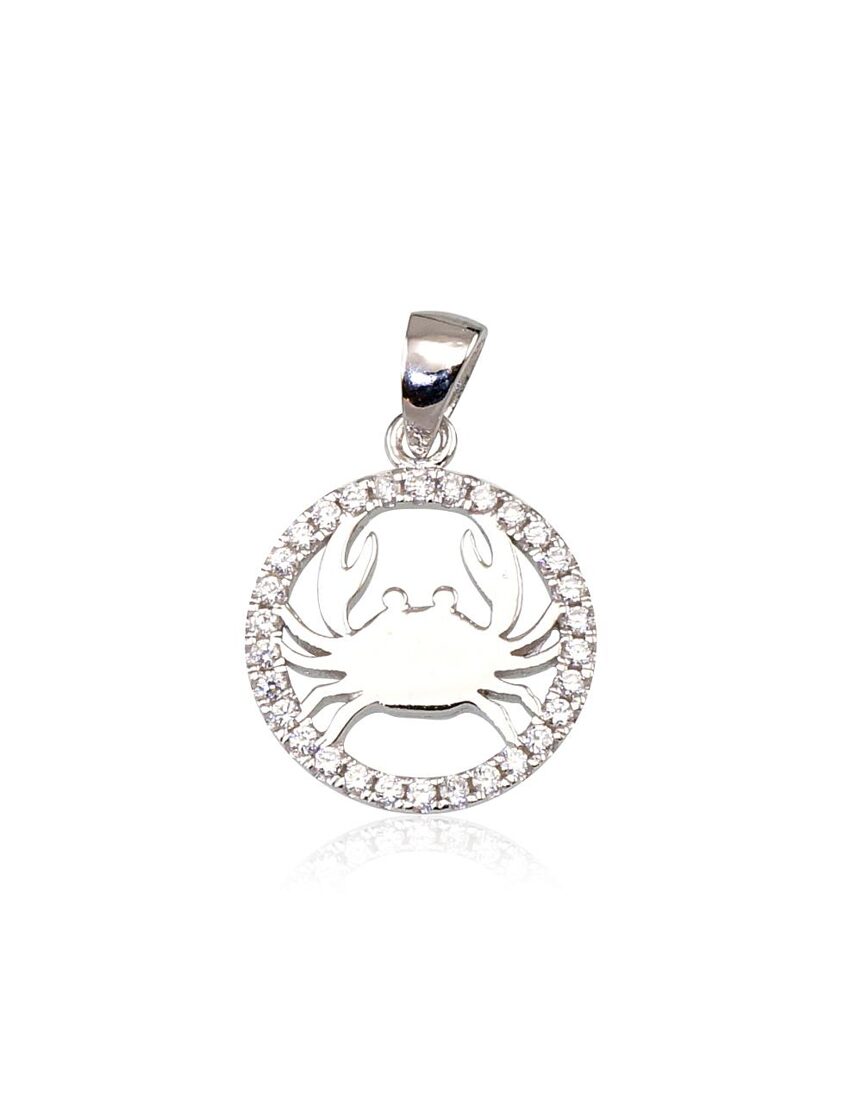 Vēža horoskopa zīmes sudraba kulons – romantiska dāvana ar maigumu un sirds siltumu.