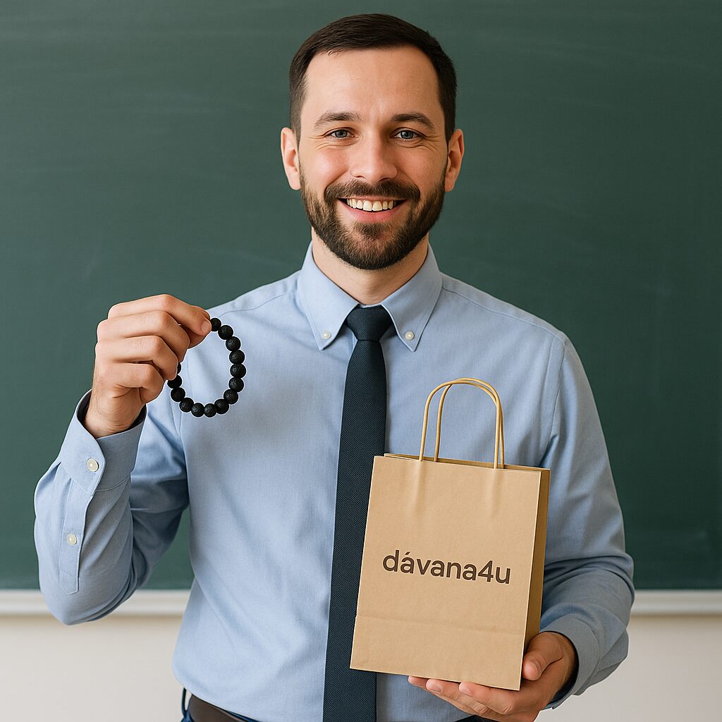 Skolotājs ar lavas akmens aproci un Dāvana4u dāvanu maisiņu Skolotāju dienai