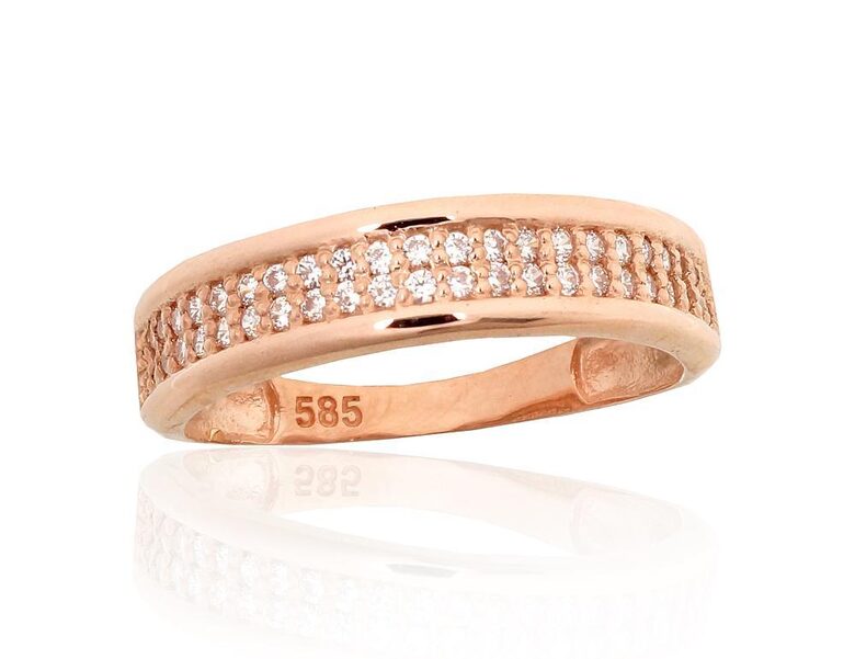 Gold Ring with Zircon, Red Gold, Size 19