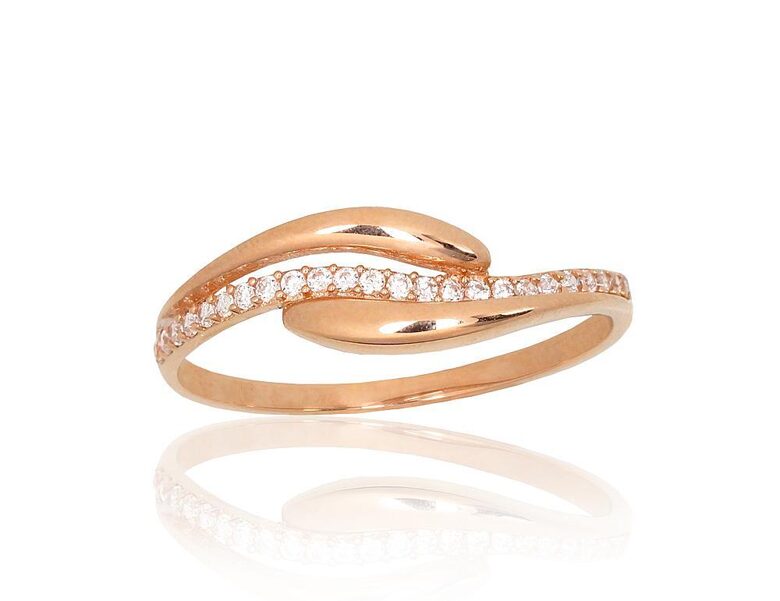 Zelta gredzens ar cirkoniem, Sarkanais Zelts 585°, 18.5 izm.