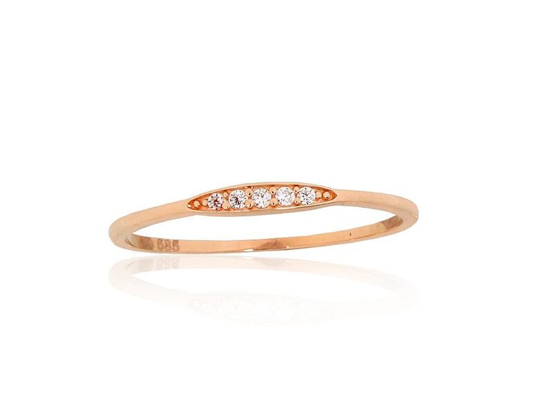 Gold Ring with Zircon, Red Gold, Size 17