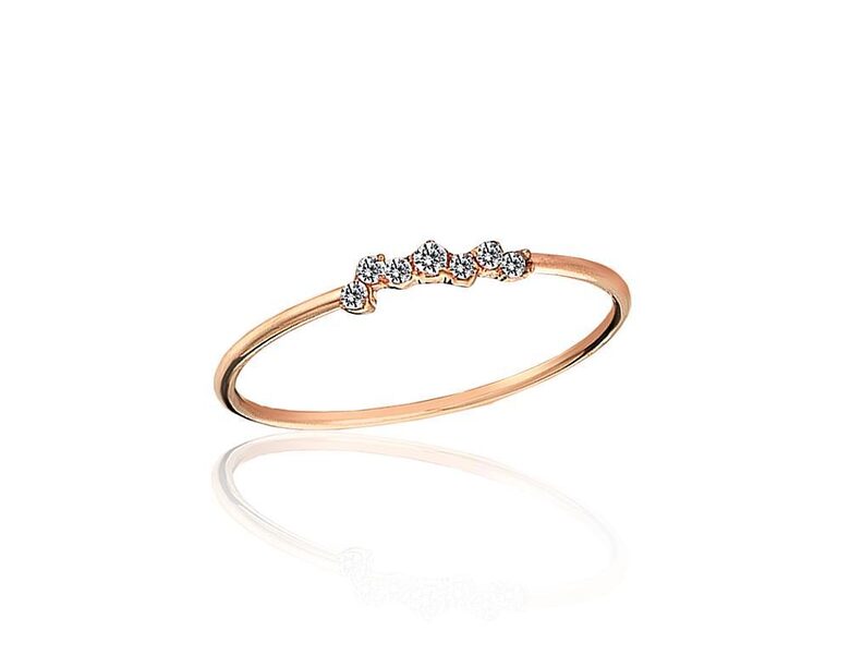 Gold Ring with Zircon, Red Gold, Size 16.5
