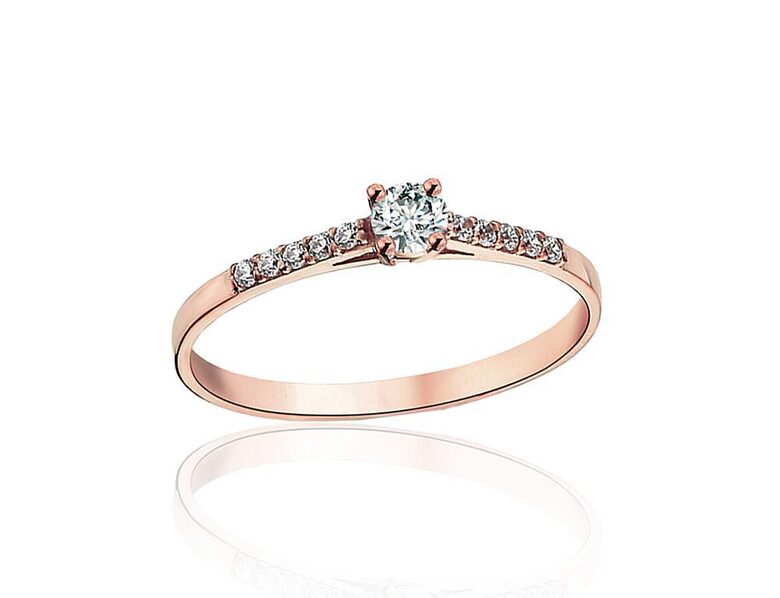 Gold Ring with Zircon, Red Gold, Size 18