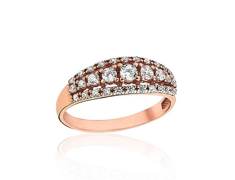 Zelta gredzens ar cirkoniem, 585° sarkanais zelts izm. 20.5