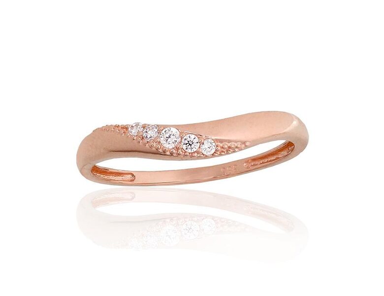 Zelta gredzens ar cirkoniem, sarkanais zelts 585°, 18.5 izm.