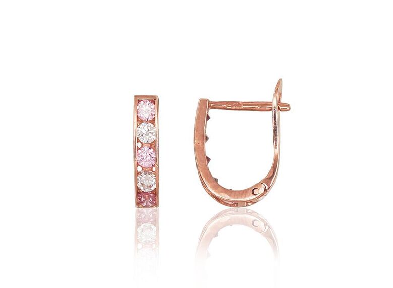 Zelta auskari ar “angļu” slēdzēju, Sarkanais Zelts 585°, Cirkoni