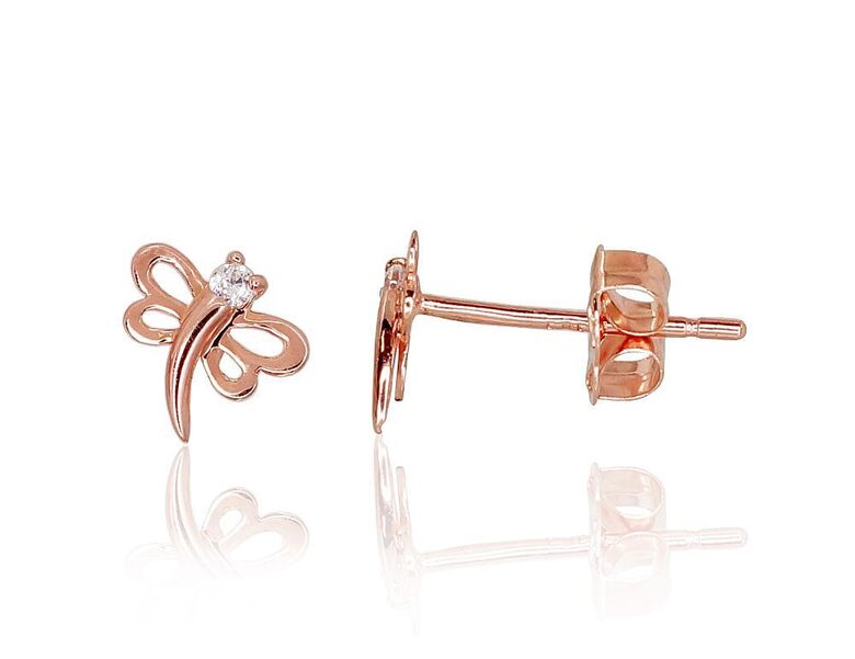 Bērnu zelta auskari-nagliņas “Spāre” ar cirkoniem, 585° sarkanais zelts