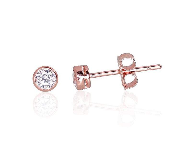 Zelta auskari-nagliņas, Sarkanais Zelts 585°, Cirkoni, 3 mm