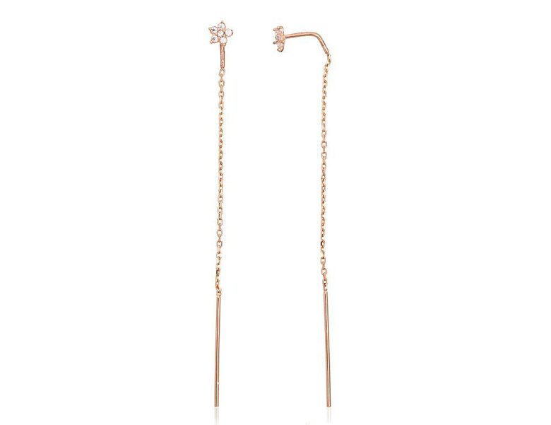 Sieviešu Garie Zelta Auskari ar Cirkoniem – 585° Sarkanais Zelts, 0.77 g, 68 mm