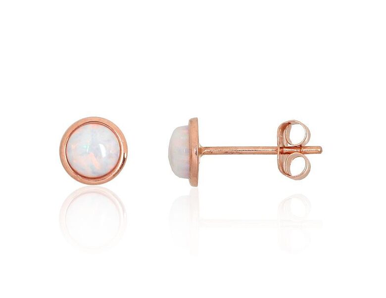 Gold Stud Earrings with Opalite – 585 Red Gold