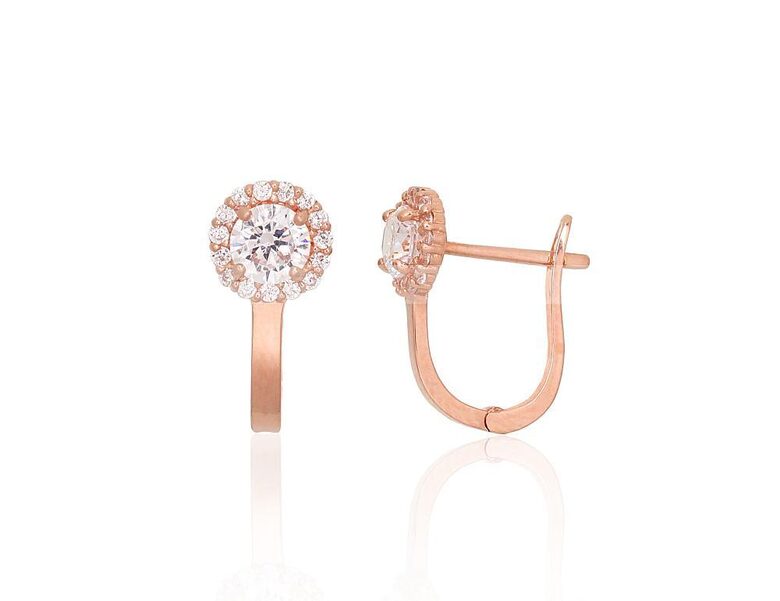 Zelta auskari ar “angļu” slēdzēju un cirkoniem, Sarkanais Zelts 585°