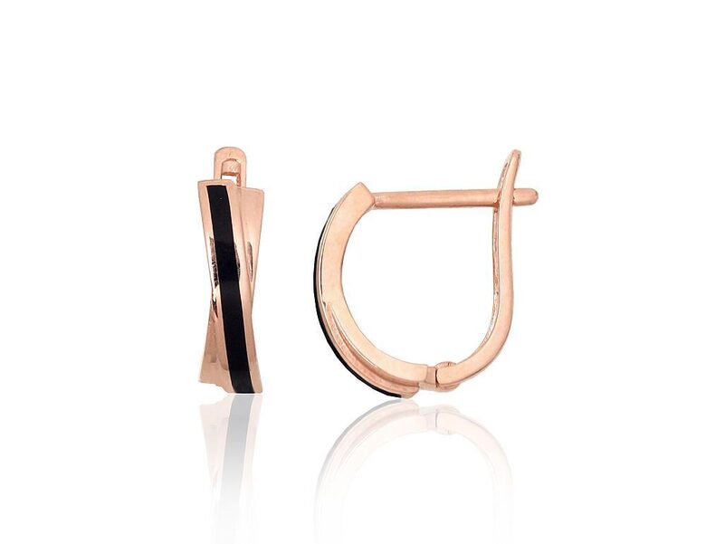 Zelta auskari ar juvelieru emalju, “angļu” slēdzējs, 585° sarkanais zelts, 13 mm