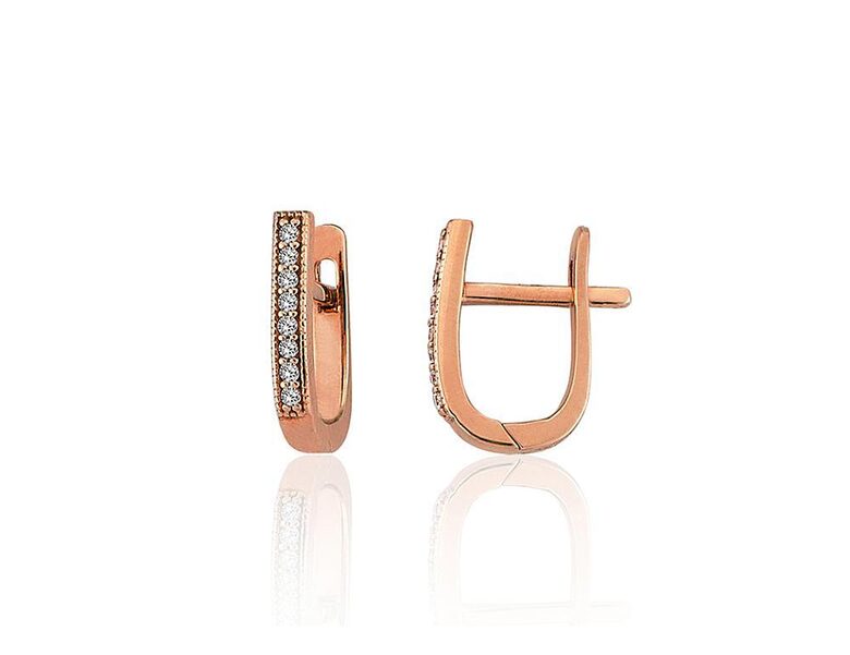 Zelta auskari ar cirkoniem un “angļu” aizdari, 585° sarkanais zelts