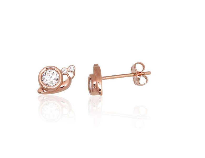 Zelta auskari-nagliņas ar cirkoniem “Gliemezis”, 585° sarkanais zelts