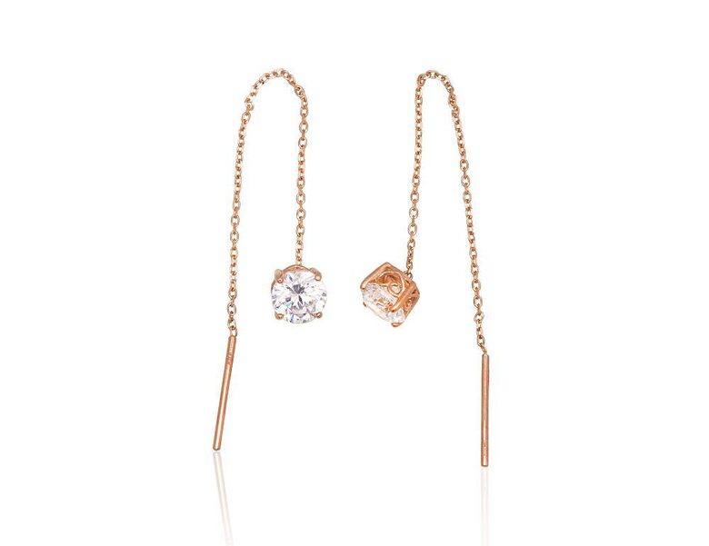 Zelta garie auskari ar cirkoniem, sarkanais zelts 585°