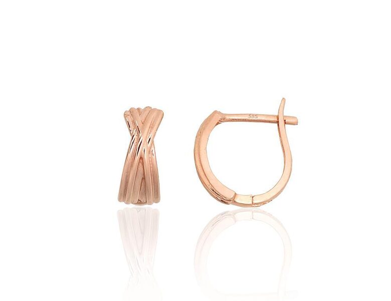 Zelta auskari ar angļu slēdzēju, sarkanais zelts 585°