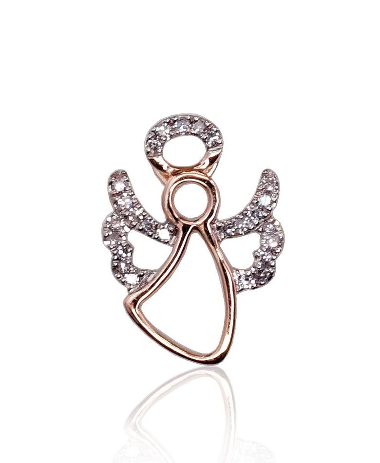 Zelta kulons “Eņģelis” ar briljantiem – 585° sarkanais zelts ar rodija pārklājumu