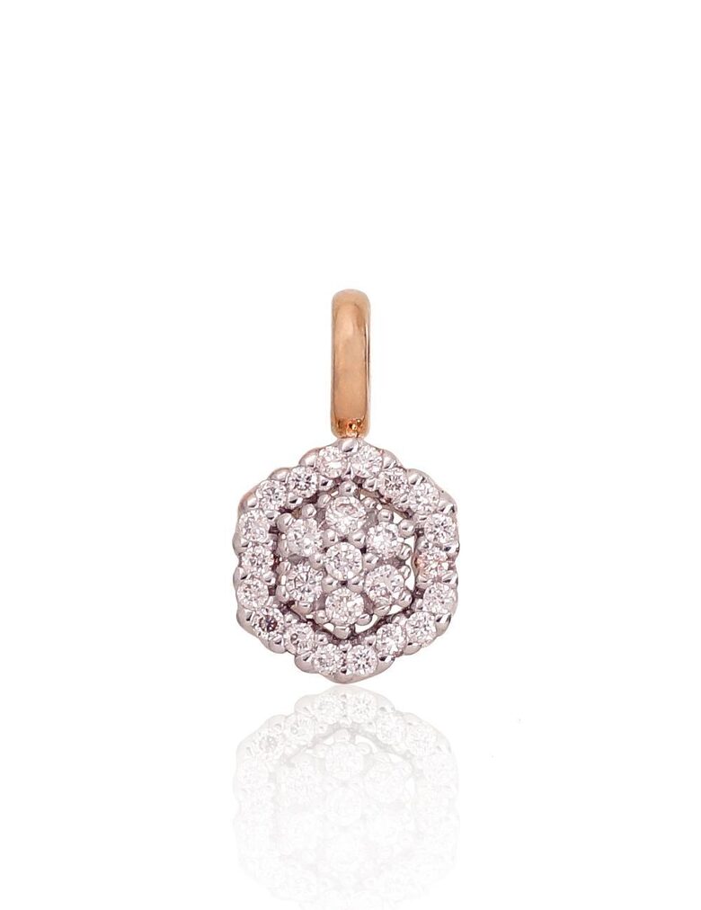 Золотой кулон с бриллиантами, красное золото 585°, родиевое покрытие, 11 мм