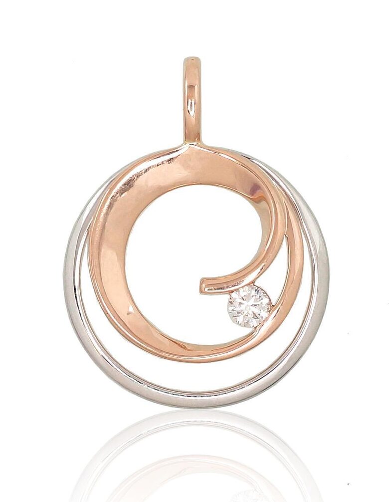 Gold Pendant with Diamonds – Red/White Gold 585°, 2.53 g