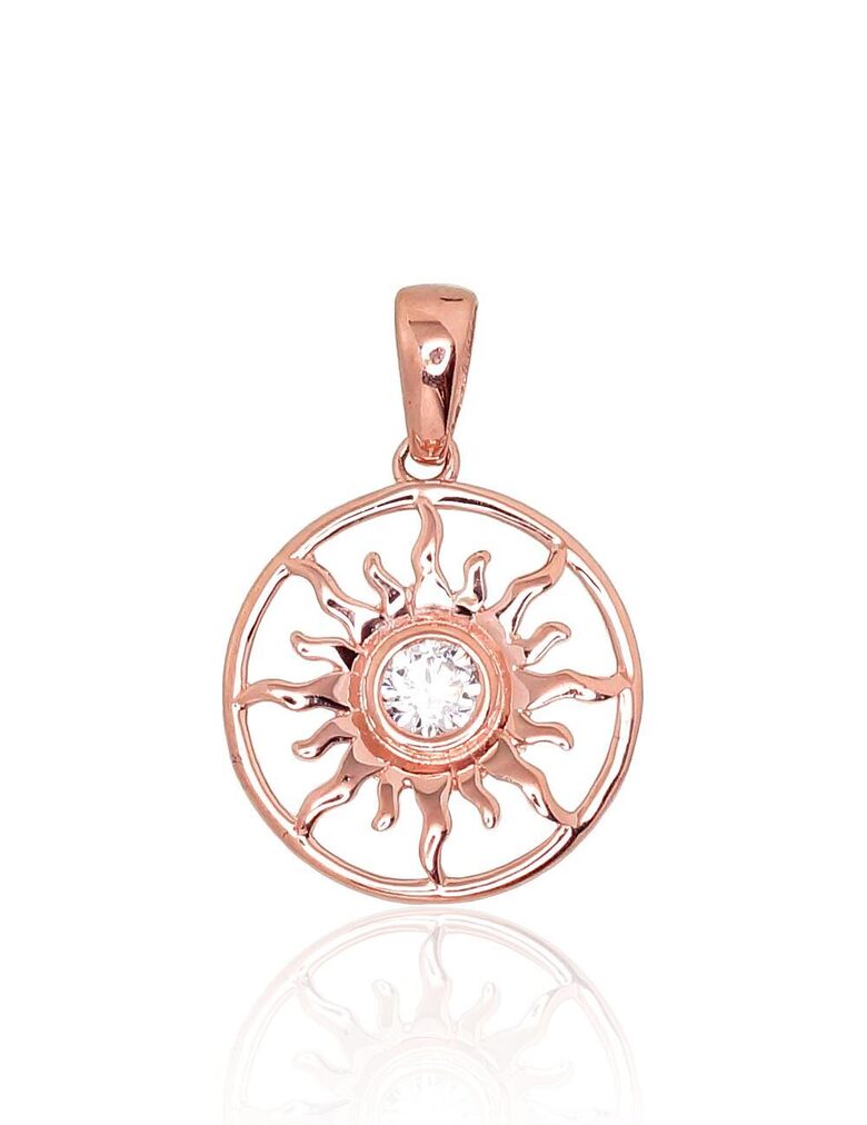 Gold Pendant with Zirconia, 585 Red Gold