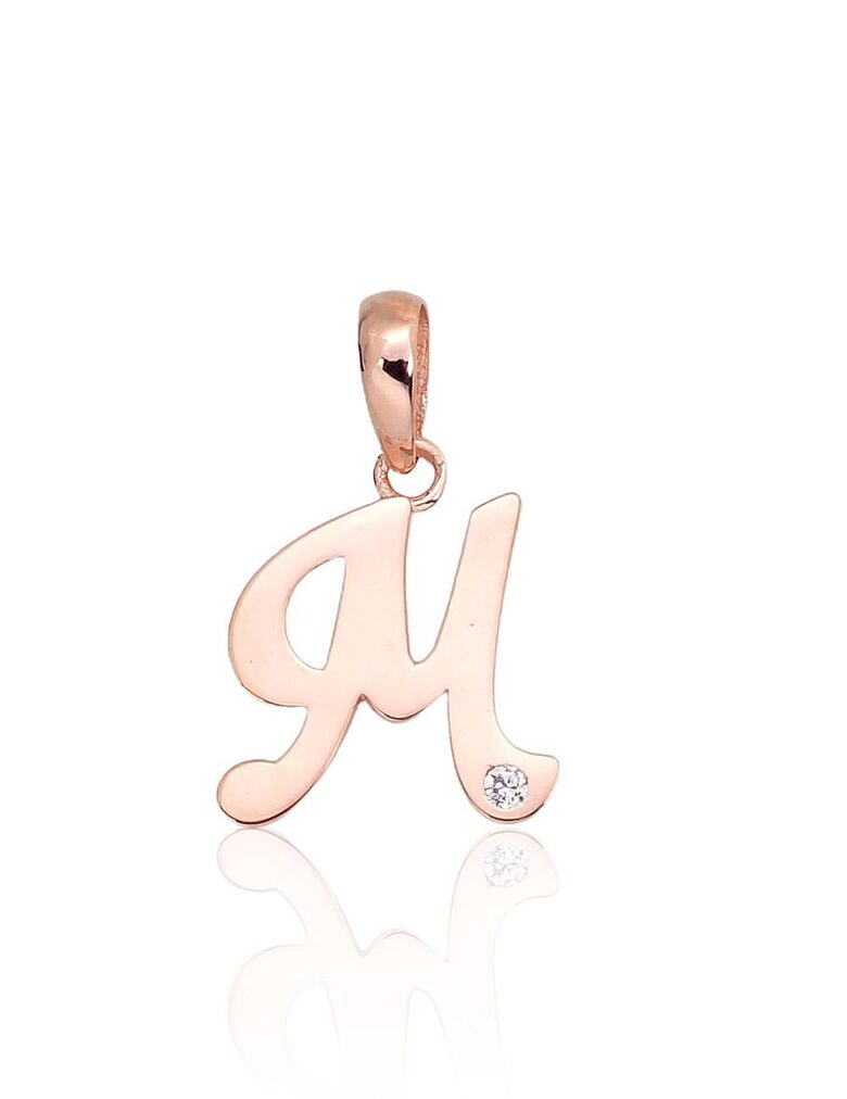 Zelta kulons burts “M” ar cirkoniem, sarkanais zelts 585°