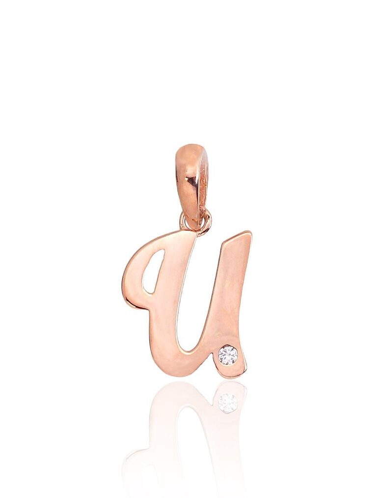 Zelta kulons burts “U” ar cirkoniem, sarkanais zelts 585°