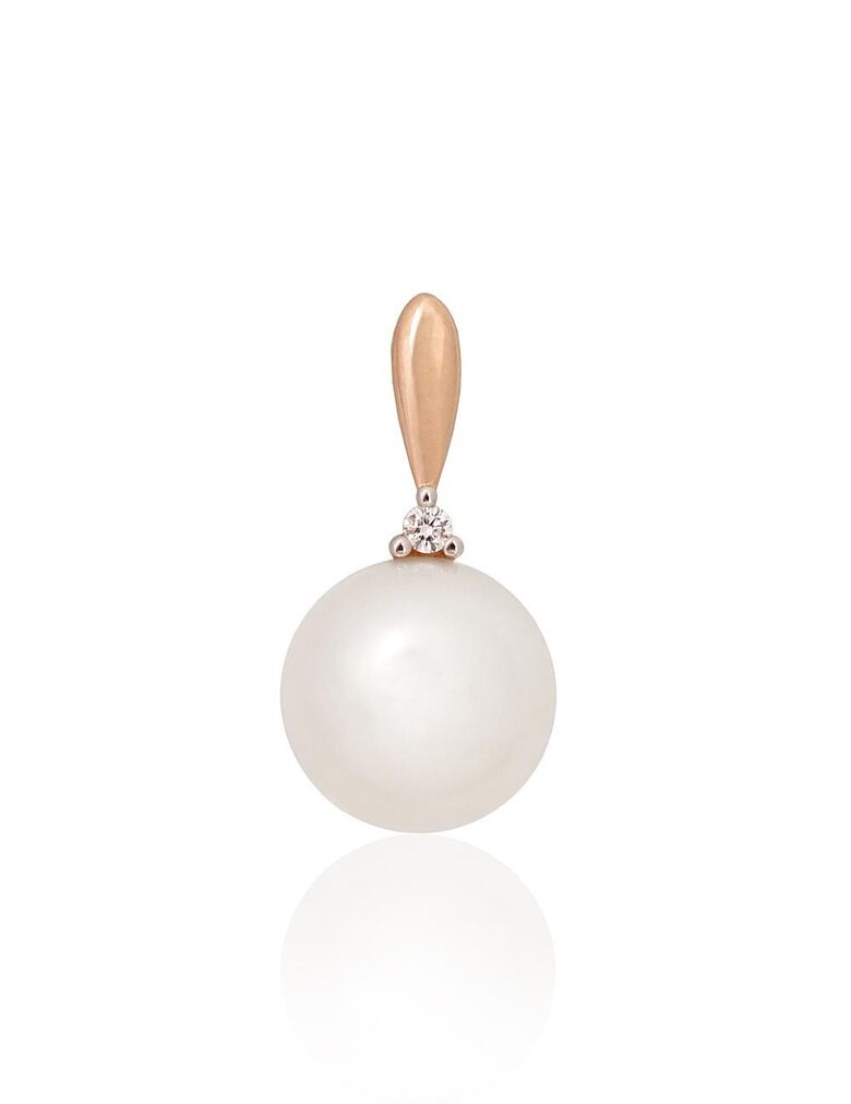 Золотая подвеска с бриллиантами и жемчугом – Красное золото 585°, 1.34 г