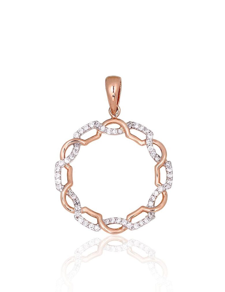 Zelta kulons ar briljantiem, 585° sarkanais zelts ar rodija pārklājumu, 24 mm