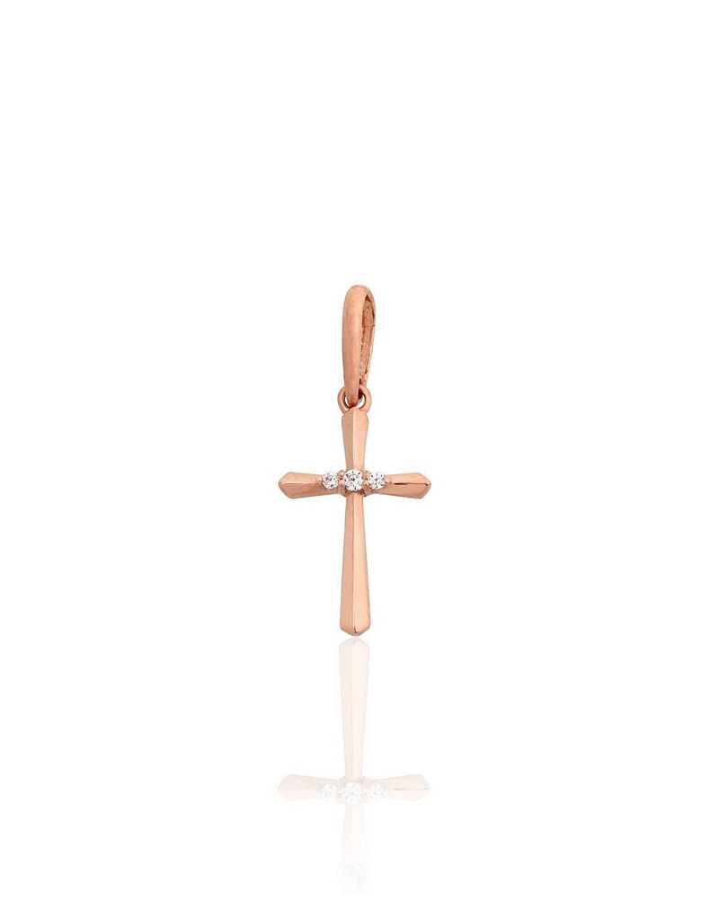 Zelta kulons – krustiņš ar cirkoniem, sarkanais zelts 585°