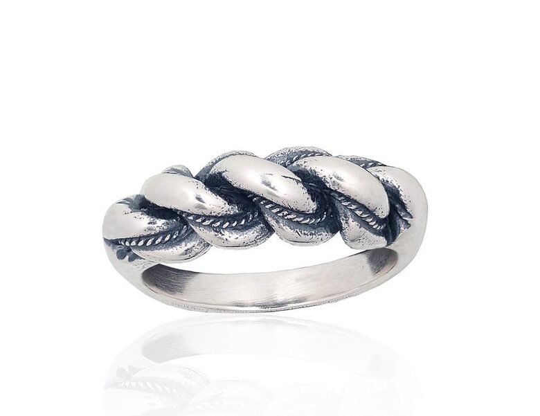 Silver Ring Namejs, 925 Sterling Silver, Oxidized Finish, Size 20