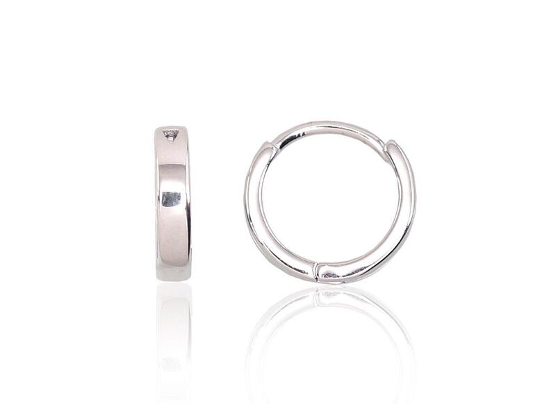 Серебряные серьги с круглым замком, родиевое покрытие, серебро 925°