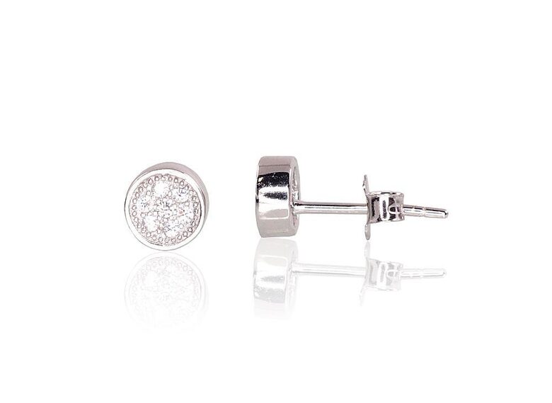 Серебряные серьги-гвоздики с цирконами, серебро 925°, родиевое покрытие