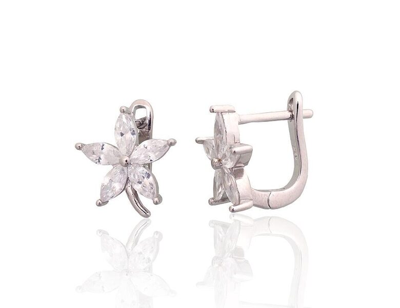 Sudraba auskari ar “angļu” slēdzēju, 925°, rodija pārklājums, cirkoni