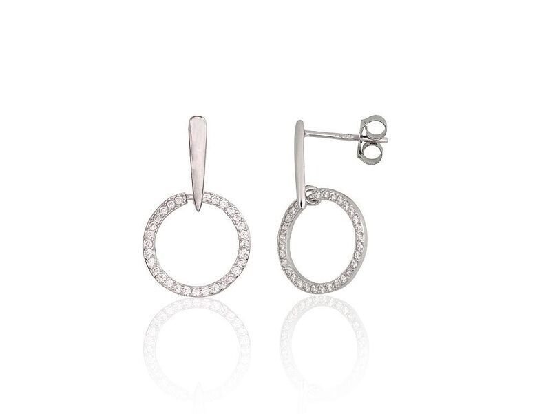 Серебряные серьги-гвоздики с цирконами, серебро 925°, родиевое покрытие