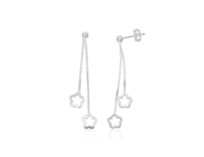 Long Sterling Silver Stud Earrings, 925 Silver