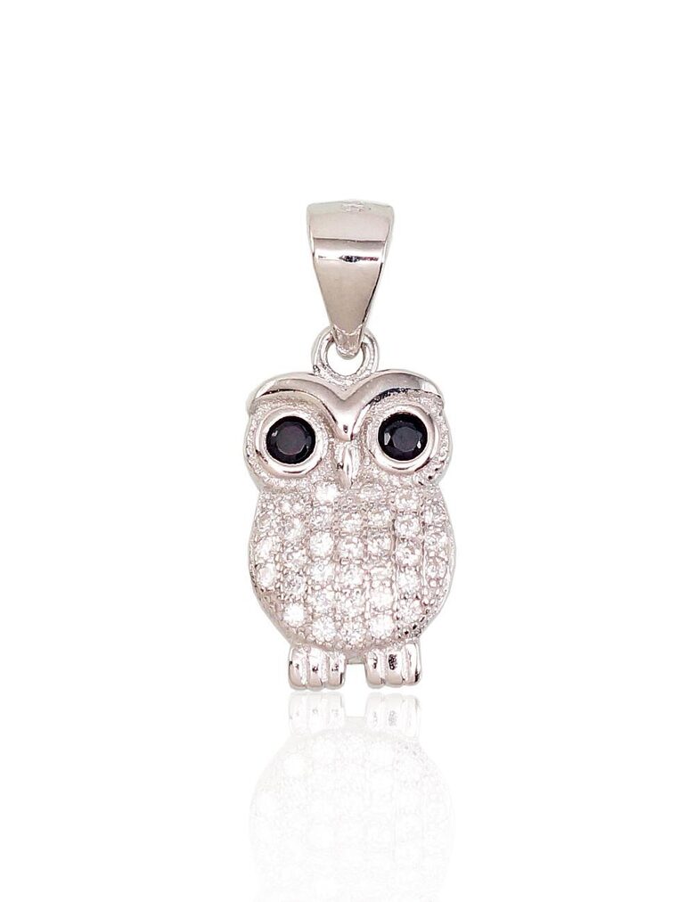 Sudraba kulons Pūce ar cirkoniem, 925°, rodija pārklājums