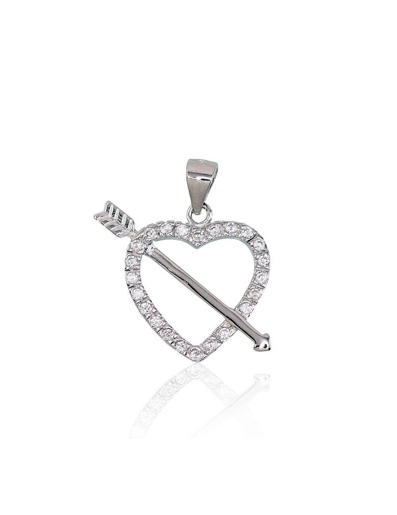 Серебряный кулон «Сердце со стрелой» с цирконами – серебро 925° с родиевым покрытием