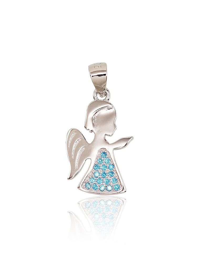 Sudraba kulons eņģelis ar zilajiem cirkoniem, 925°, rodija pārklājums
