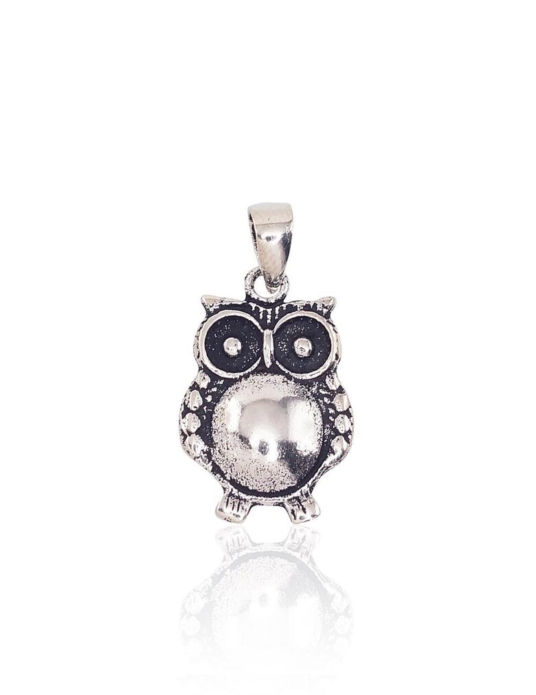 Серебряный кулон Сова с оксидированным покрытием, серебро 925