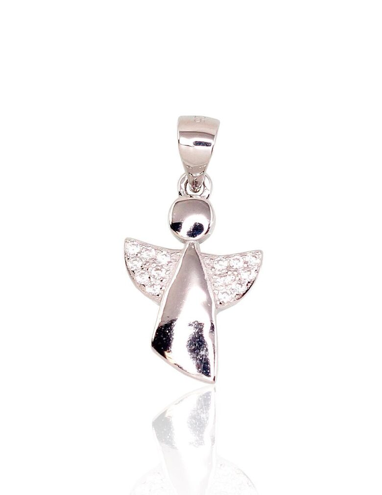 Серебряный кулон-ангел с цирконами, Серебро 925°, родиевое покрытие