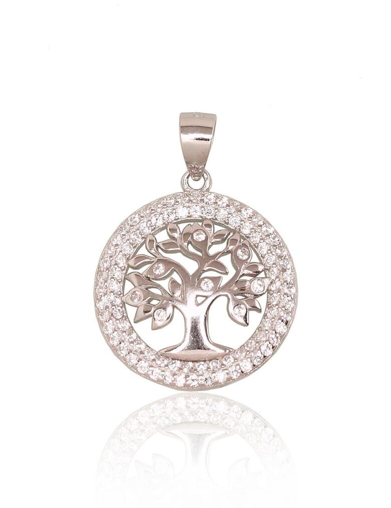 Серебряный кулон «Дерево жизни» с цирконами, Серебро 925°, родиевое покрытие