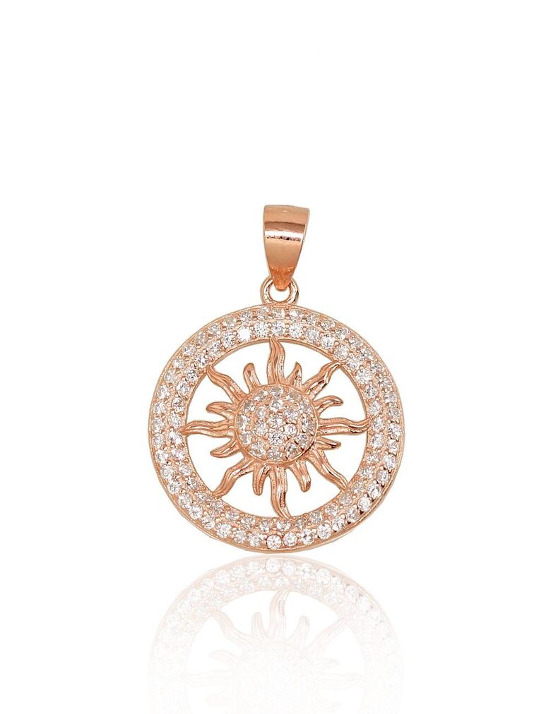 Серебряный кулон с цирконами, Серебро 925°, покрытие красным золотом