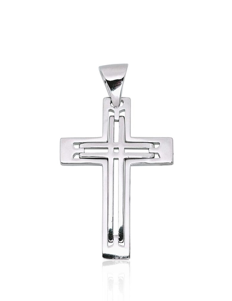 Sidabrinis kryželis – Sidabras 925, rodžio danga, 40 mm