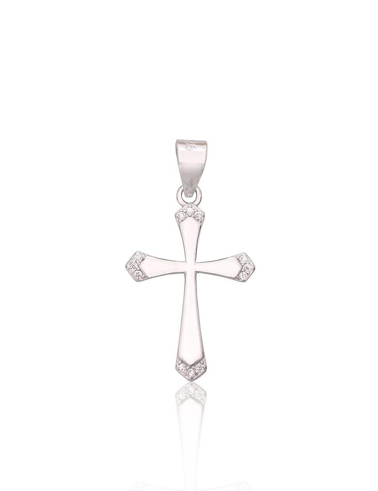 Sudraba kulons – krustiņš ar cirkoniem, 925° sudrabs ar rodija pārklājumu