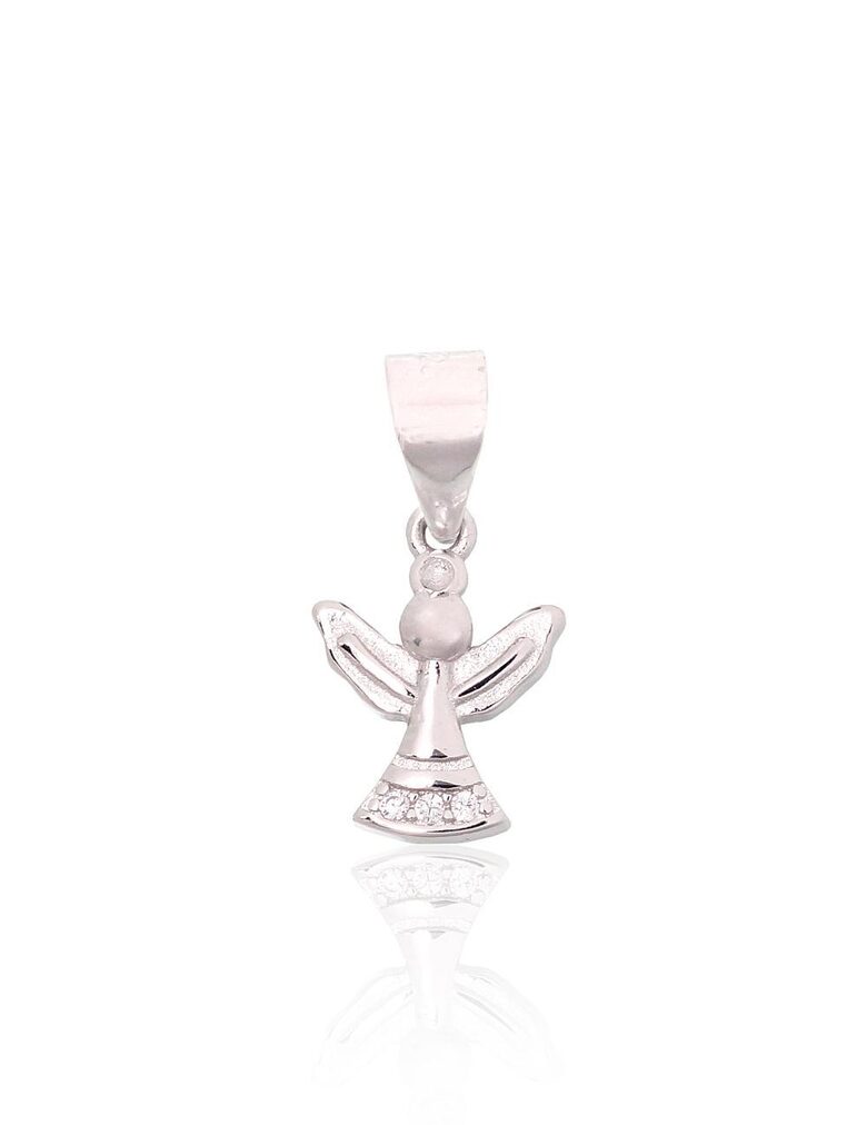 Children’s Silver Pendant Angel with Zirconia, 925, Rhodium Plated, 17 mm
