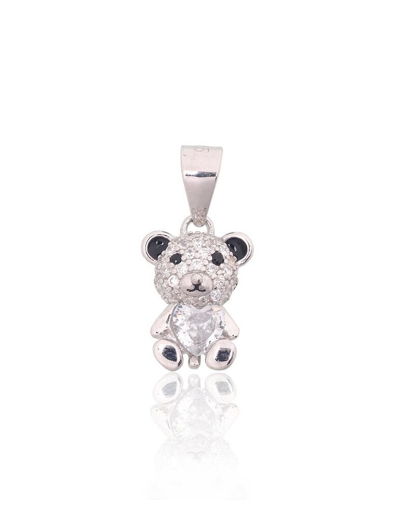 Детский серебряный кулон «Панда» с цирконами и эмалью, серебро 925°