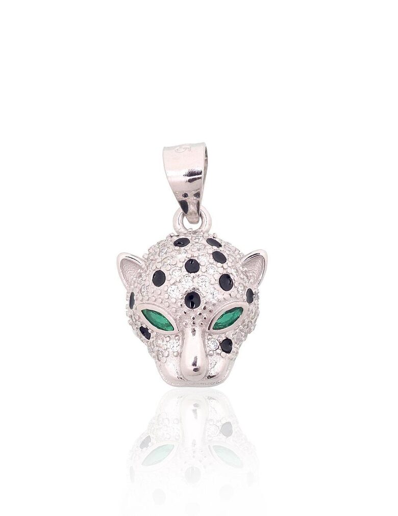 Серебряный кулон «Леопард» с цирконами и эмалью, серебро 925°