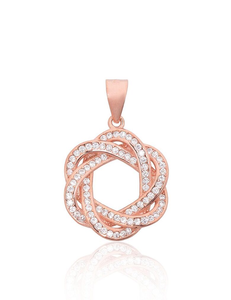 Серебряный кулон с цирконами, серебро 925°, покрытие красным золотом