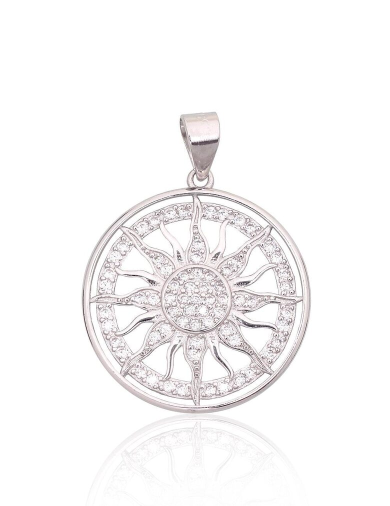 Элегантный серебряный кулон с цирконами, серебро 925°