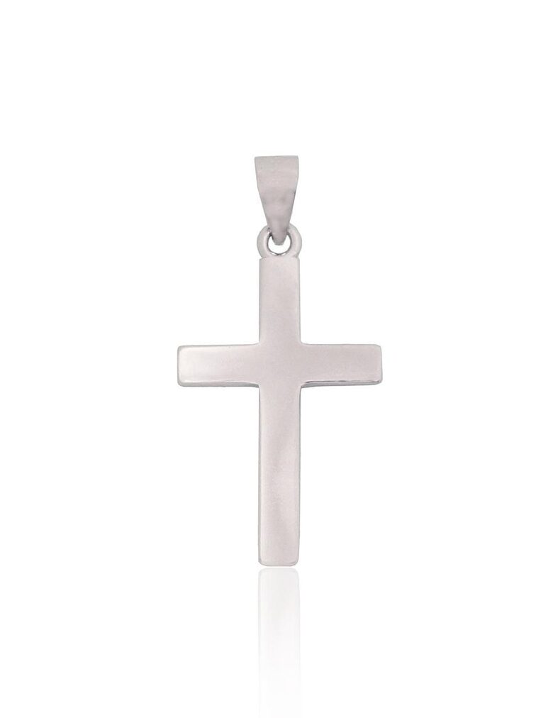 Sterling Silver Cross Pendant – Rhodium Plated 925 Silver, 31 mm